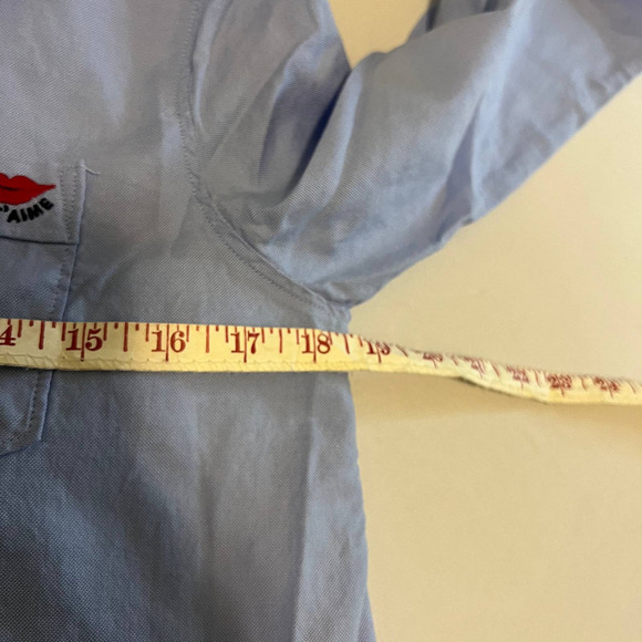 Banana Republic Quinn Boy Fit Blue Button down Je T'aime shirt S - Picture 7 of 7